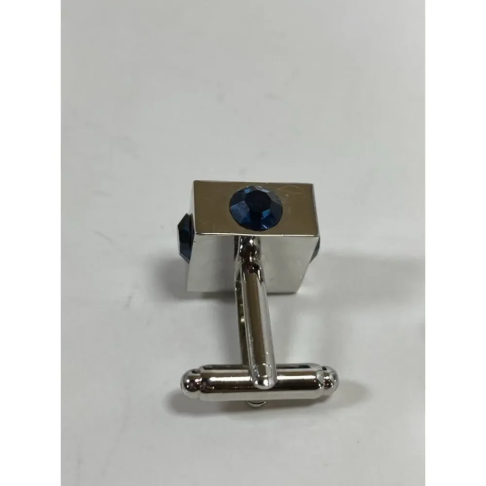 Cubic Cufflinks w Blue Stones